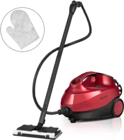 COSTWAY Dampfreiniger Mit 19 Zubehoerteilen, Bodendampfreiniger Fuer Teppiche, Fussboeden, Fenster Und Autos / 2000W / 4 Bar / 1,5L Tank/bis 108℃ / LED/Dampfzeit Bis 45 Min.