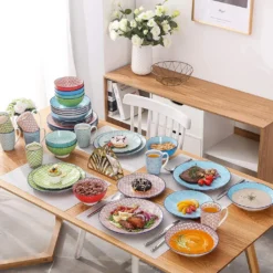 Kombiservice Porzellan, Vancasso Tafelservice Bunt, MACARON 40 Teilig Geschirrset, Mit Je 8 Speiseteller, Dessertteller, Müslischalen, Suppenteller Und Kaffeebecher Für 8 Personen -Küchenbedarf Laden f330202d9c9c3079e9cc9ff2484daabb