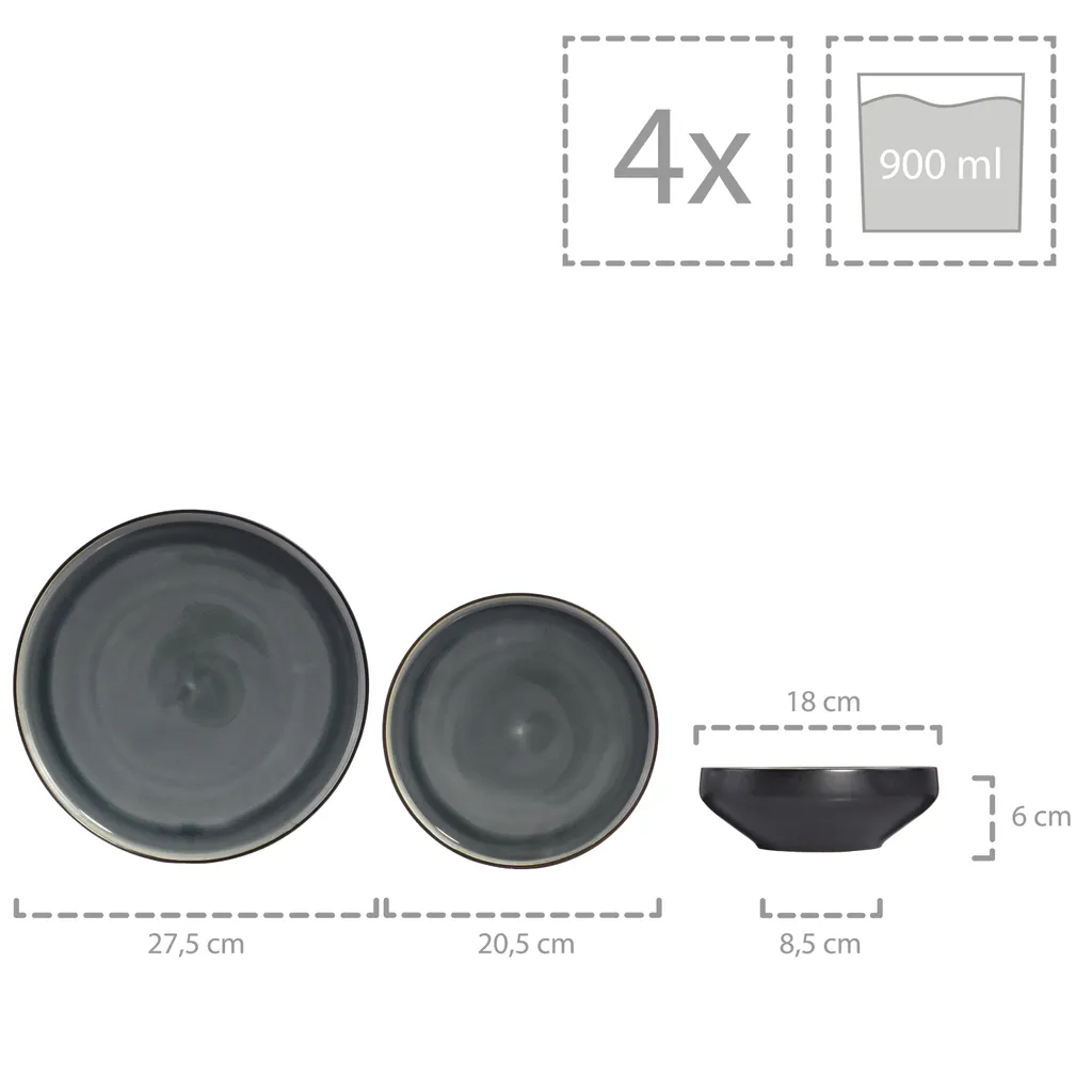 Sänger SÄNGER Steingut Geschirrset Helsinki, Tafelservice 12 Teilig Für 4 Personen 5 Sänger SÄNGER Steingut Geschirrset Helsinki, Tafelservice 12 Teilig Für 4 Personen – Bild 3