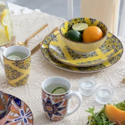 Vancasso Tafelservice Porzellan, JASMIN 16 Teiliges Essgeschirr Kombiservice, Handbemaltes Geschirrset Für 4 Personen, Böhmischer Stil -Küchenbedarf Laden f44533614470ea4bdbd47439196e5533