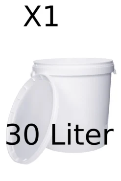 Eimer Mit Deckel Und Henkel Weiß Lebensmittelecht, Stabil, Luftdicht - Plastikeimer Mit Griff Bügel Lebensmitteleimer, Anzahl:1, Farbe:Weiß, Größe:30L