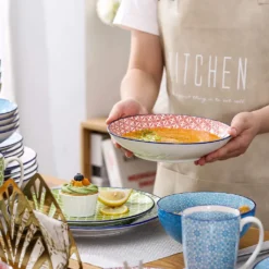 Kombiservice Porzellan, Vancasso Tafelservice Bunt, MACARON 40 Teilig Geschirrset, Mit Je 8 Speiseteller, Dessertteller, Müslischalen, Suppenteller Und Kaffeebecher Für 8 Personen -Küchenbedarf Laden fbfd4661de2b8281655bef92530987ba